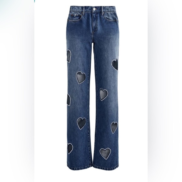 Alice & Olivia Heart Cutout Rhinestone Jeans - Picture 2 of 9